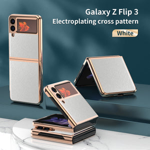 Luxury Leather Samsung Z Flip3 5G Folding Electroplating Protective Case