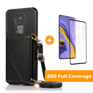 Triangle Crossbody Multifunctional Wallet Card Leather Case For MOTO G Play(2021)