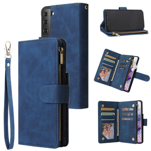 Soft Leather Zipper Wallet Flip Multi Card Slots Case For Samsung S21 FE 5G