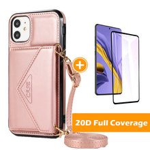 Load image into Gallery viewer, Triangle Crossbody Multifunctional Wallet Card Leather Case For iPhone 12mini