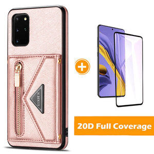Triangle Crossbody Carte multifonctionnelle de la carte de cuir pour Samsung Galaxy A42 5G