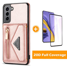 Load image into Gallery viewer, Triangle Crossbody Zipper Wallet Card Leather Case For Samsung Galaxy S21PLUS 5G