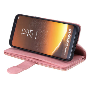 【2021 New】Nine Card Zipper Retro Leather Wallet Phone Case For Samsung S8