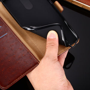 Portefeuille en cuir à motif d'autruche Flip Magnet Cover Coque pour Samsung Galaxy A01 / A01 Core