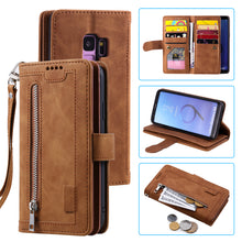 Load image into Gallery viewer, 【2021 New】Nine Card Zipper Retro Leather Wallet Phone Case For Samsung Galaxy S9