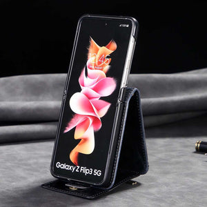 Galaxy Z Flip3 5G Luxury Zipper Texture Leather Crack Wallet Case For SAMSUNG Galaxy Z Flip3 5G