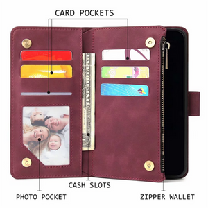 Soft Leather Zipper Wallet Flip Multi Card Slots Case For iPhone 7/8