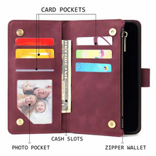 Load image into Gallery viewer, Soft Leather Zipper Wallet Flip Multi Card Slots Case For Samsung S21 FE 5G