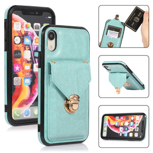 Snap Crossbody Card Wallet Leather Case For iPhone XR