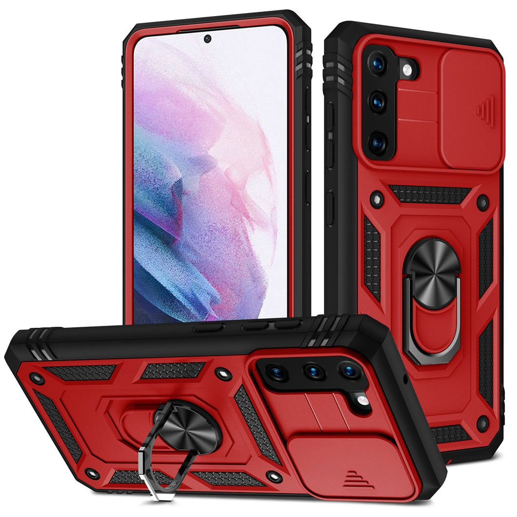 3 In 1 Camera Protection Hard Case With Ring For Samsung S21FE 5G