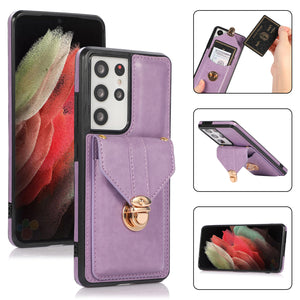 Snap Crossbody Card Wallet Leather Case For SAMSUNG S21 Ultra