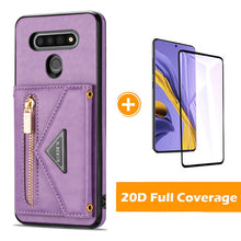 Load image into Gallery viewer, Triangle Crossbody Zipper Wallet Card Leather Case For LG Stylo6