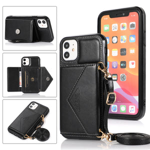 Triangle Crossbody Multifunctional Wallet Card Leather Case For iPhone 12mini
