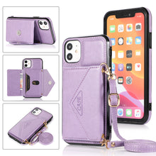 Load image into Gallery viewer, Triangle Crossbody Multifunctional Wallet Card Leather Case For iPhone 12mini