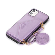 Load image into Gallery viewer, Triangle Crossbody Multifunctional Wallet Card Leather Case For iPhone 12mini