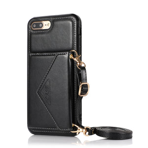 Triangle Crossbody Multifunctional Wallet Card Leather Case For iPhone 7/8
