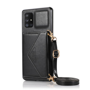 Triangle Crossbody Multifunctional Wallet Card Leather Case For Samsung A71