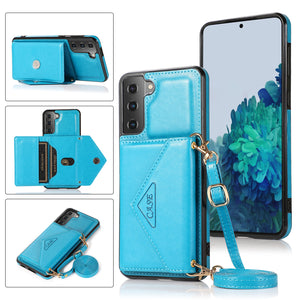 Triangle Crossbody Multifunctional Wallet Card Leather Case For Samsung S21 Series