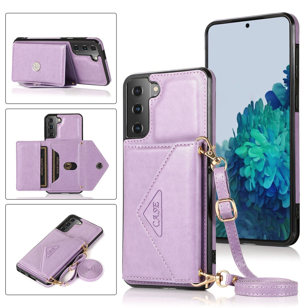 Triangle Crossbody Multifunctional Wallet Card Leather Case For Samsung S23plus 5G