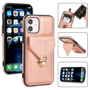 Snap Crossbody Card Wallet Leather Case For iPhone 12