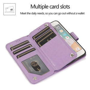 Luxury Zipper Leather Wallet Flip Multi Card Slots Cover Case For iPhone