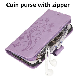Portefeuille en cuir à fermeture à glissière de luxe Flip Multi Card Slots Coque Coque pour iPhone SE2020