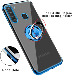 Transparent Colorful Magnetic Ring Holder Phone Case For Samsung Galaxy A21