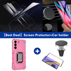 Contrast Color Ring Magnetic Holder Phone Case For SAMSUNG Galaxy S21