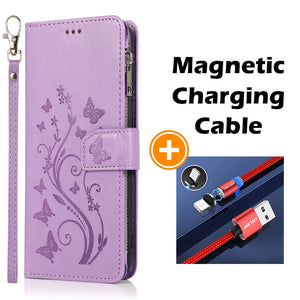 Luxury Zipper Leather Wallet Flip Multi Card Slots Cover Case For iPhone 12Mini