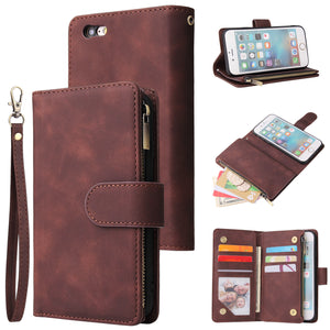 Soft Leather Zipper Wallet Flip Multi Card Slots Case For iPhone 6/6S