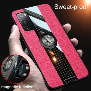 Fashion Luxury Fabric Protect Cases With Magnetic Finger Ring Holder For Samsung S20FE