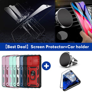 3 In 1 Camera Protection Hard Case With Ring For Samsung S21FE 5G