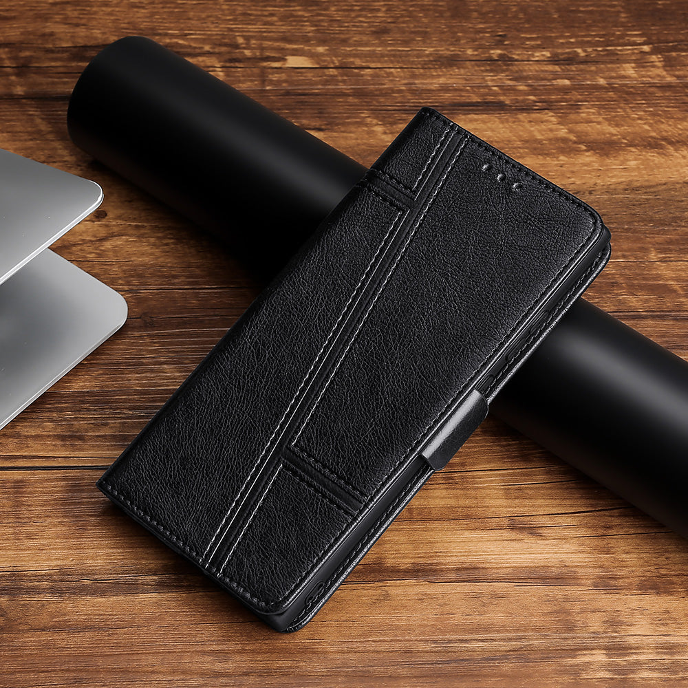 Trapezoidal Side Buckle Soft Leather Wallet case For Google Pixel 5