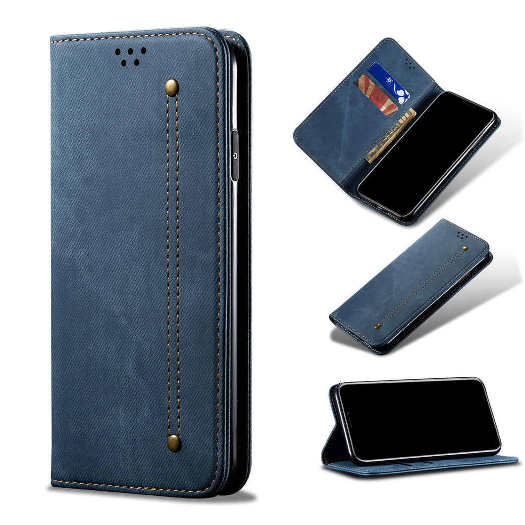 Canvas Denim Pattern Simple Card Phone Case For Oneplus Nord N100
