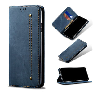 Boîtier de carte simple en denim en toile pour Samsung s21 / s21plus / s21ultra