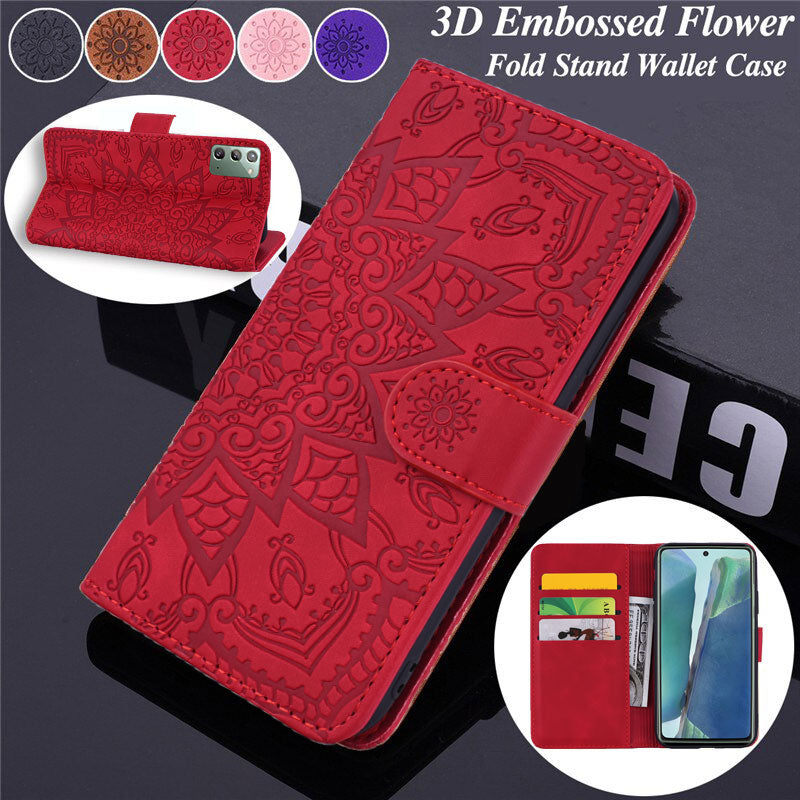 Flip Leather 3D Embossed Phone Case For Samsung Galaxy Note20/Note20 Ultra