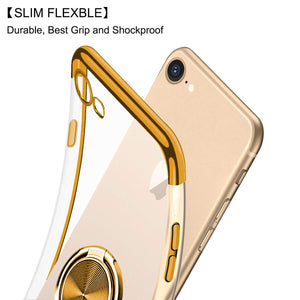 2020 Transparent Colorful Magnetic Ring Holder Phone Case For iPhone 7/8