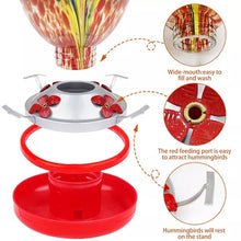 Load image into Gallery viewer, Hummingbird Feeder Hand Blown Glass - 25 Ounces