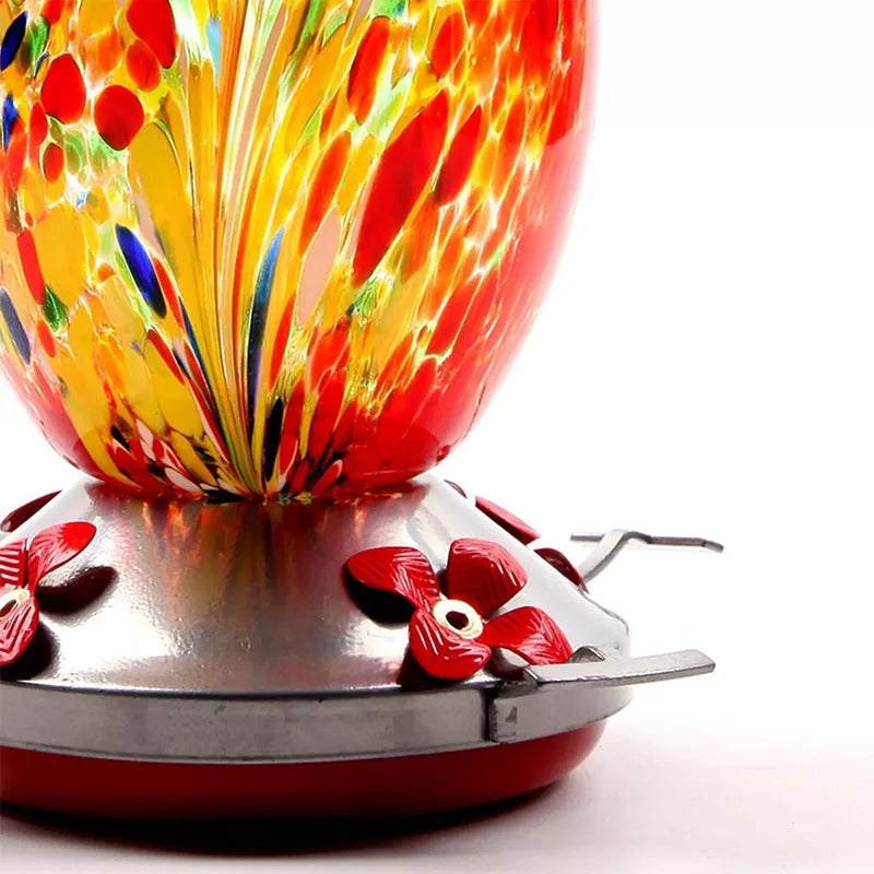 Hummingbird Feeder Hand Blown Glass - 25 Ounces