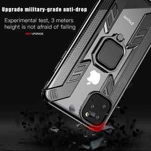 Guerrier style anneau magnétique Kickstand couverture de téléphone pour iPhone série 12