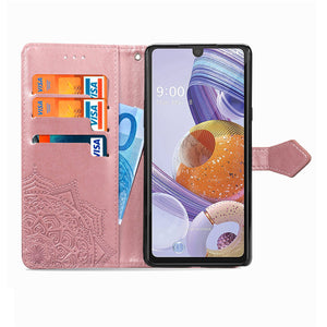 Luxury Embossed Mandala Leather Wallet Flip Case for Samsung A Series