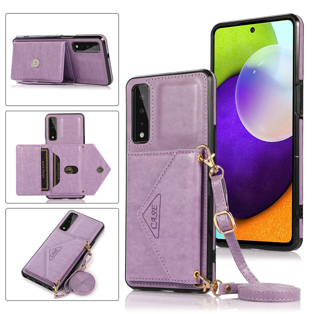 Triangle Crossbody Multifunctional Wallet Card Leather Case For LG Stylo7