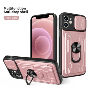 【For iPhone 11】Multifunctional Card Holder Ring Bracket Goggles Phone Case