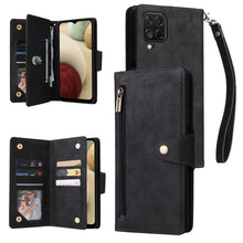 Load image into Gallery viewer, Rivet Buckle Zipper Wrist Strap Wallet Leather Case For Samsung Galaxy A12