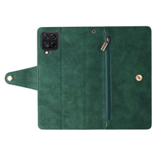 Load image into Gallery viewer, Rivet Buckle Zipper Wrist Strap Wallet Leather Case For Samsung Galaxy A12