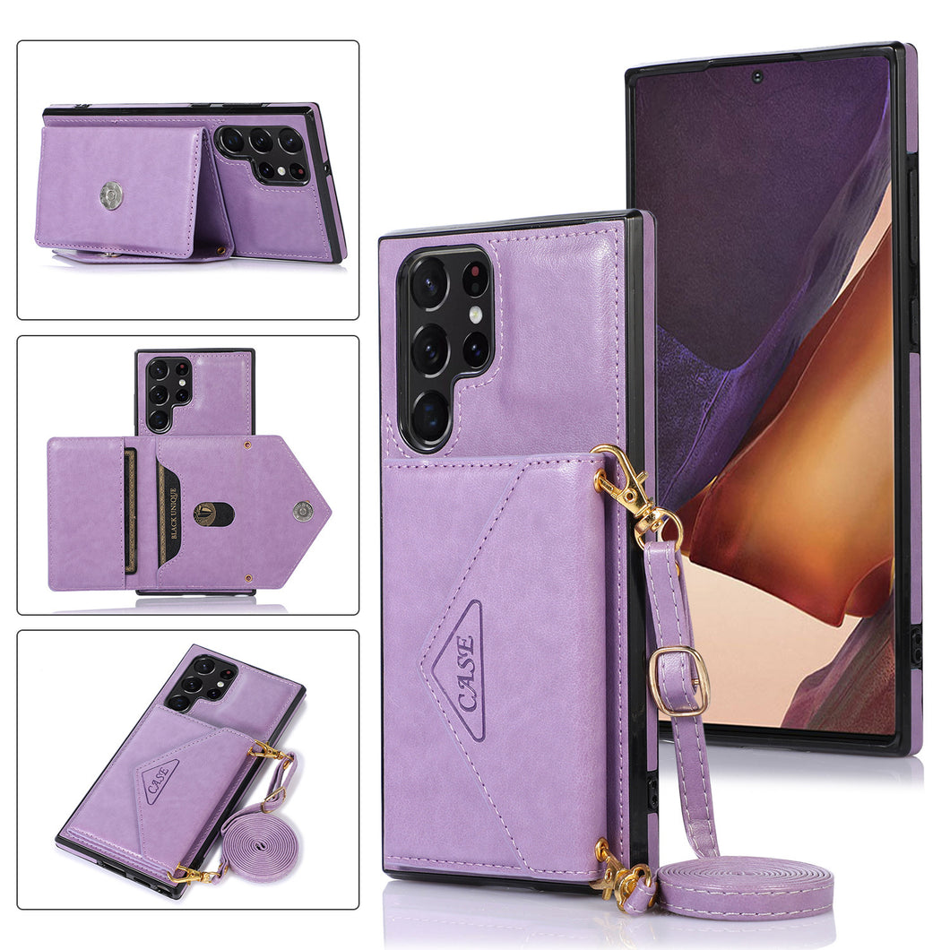 Triangle Crossbody Multifunctional Wallet Card Leather Case For Samsung Galaxy S22Ultra