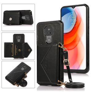 Triangle Crossbody Multifunctional Wallet Card Leather Case For MOTO G Play(2021)
