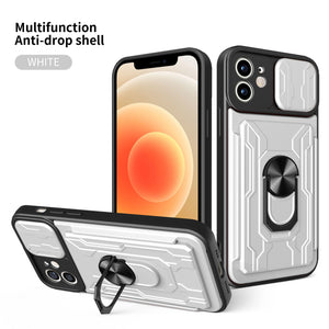 【For iPhone 11】Multifunctional Card Holder Ring Bracket Goggles Phone Case