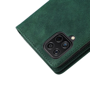 Rivet Buckle Zipper Wrist Strap Wallet Leather Case For Samsung Galaxy A12