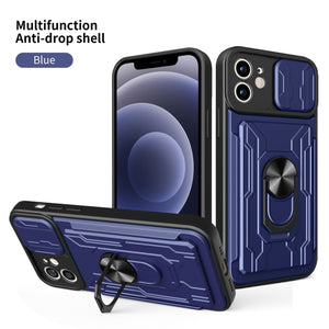 【For iPhone 12】Multifunctional Card Holder Ring Bracket Goggles Phone Case